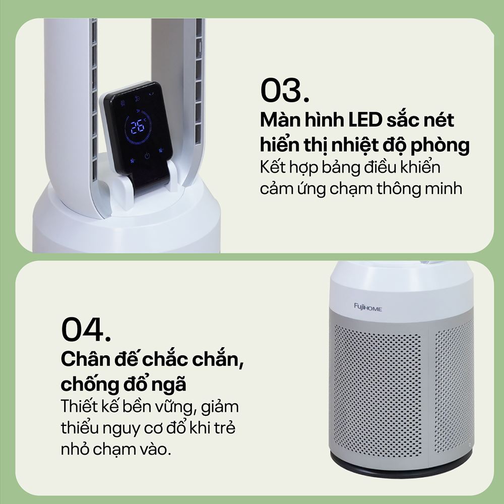 Quạt không cánh Fujihome BF308DC 35W Màu Trắng