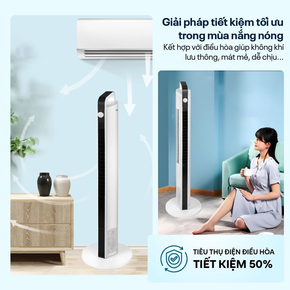 Quạt tháp FUJIHOME TF-12HM 48W Màu Trắng
