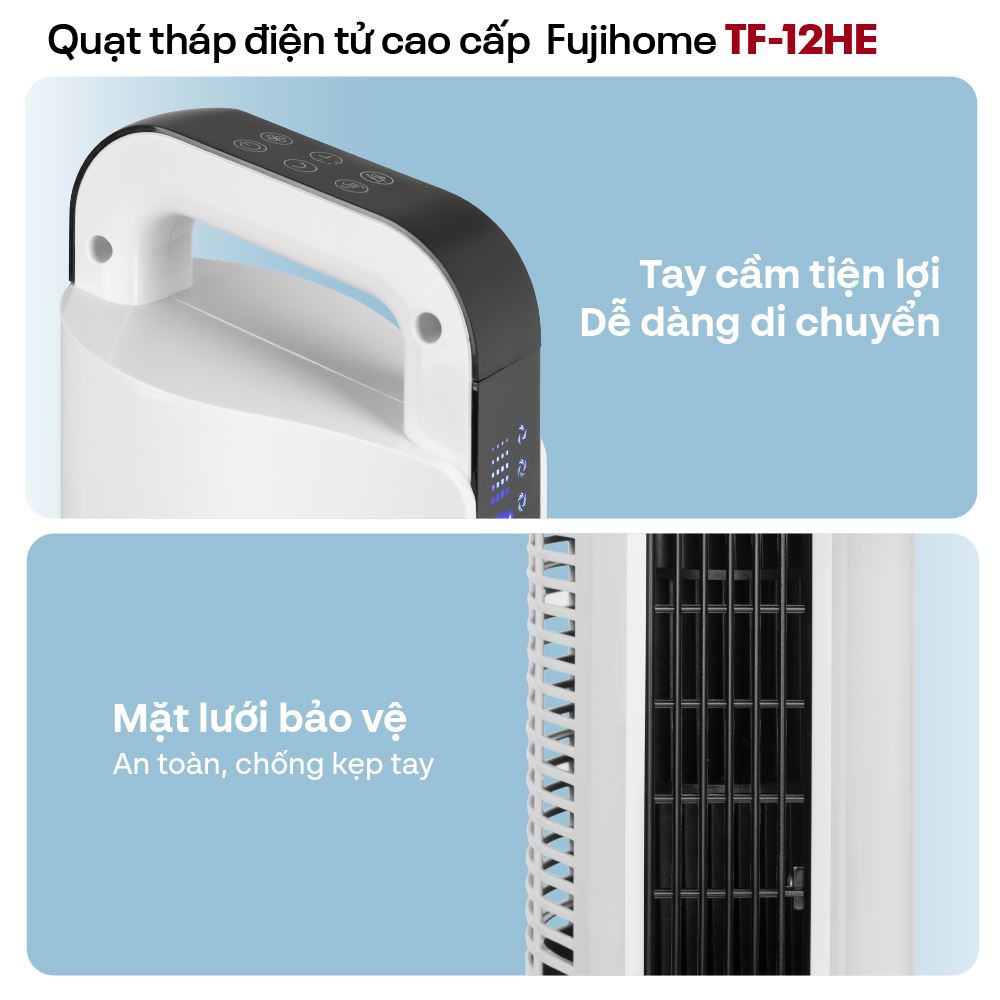 Quạt tháp FUJIHOME TF-12HE 48W Màu Trắng
