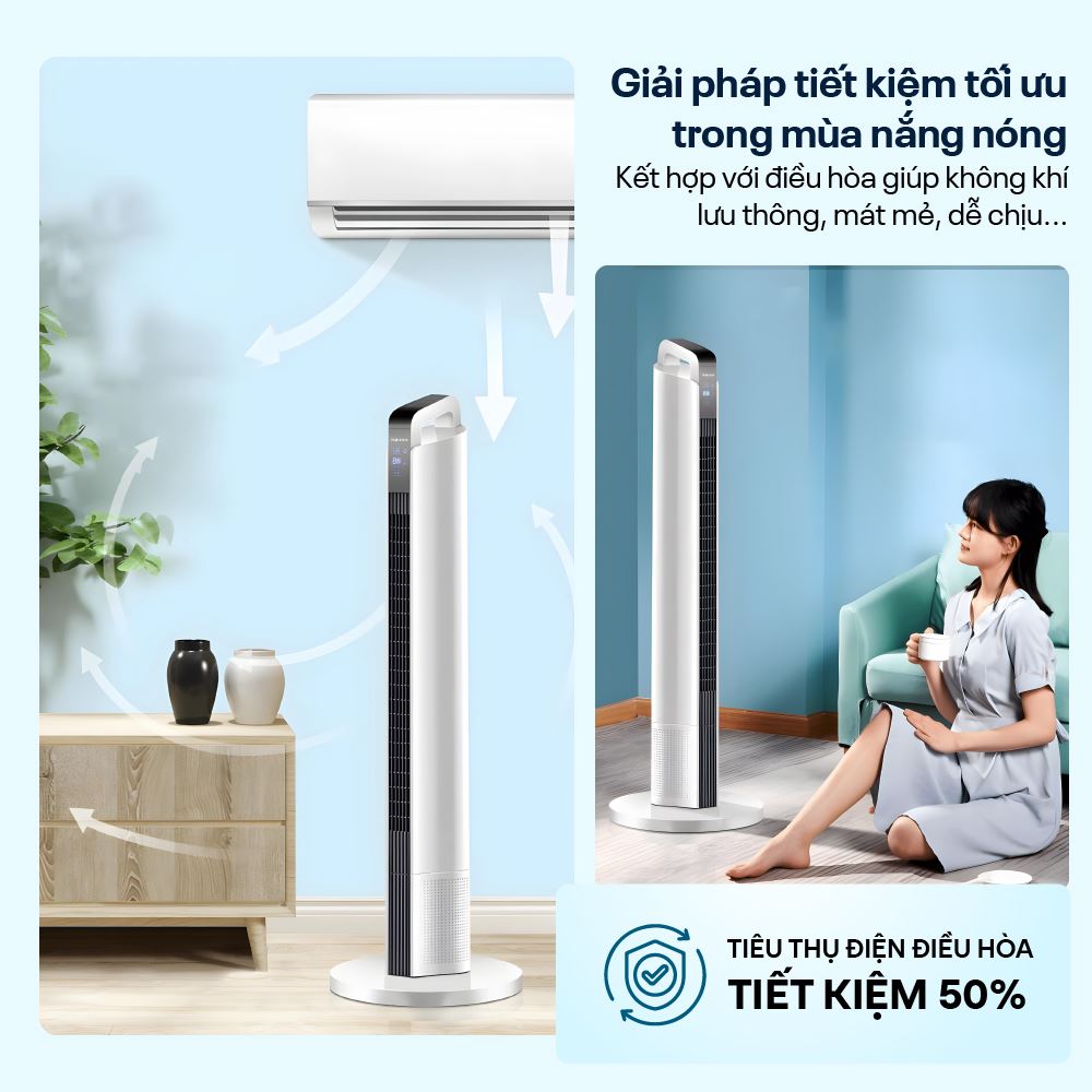 Quạt tháp FUJIHOME TF-12HE 48W Màu Trắng