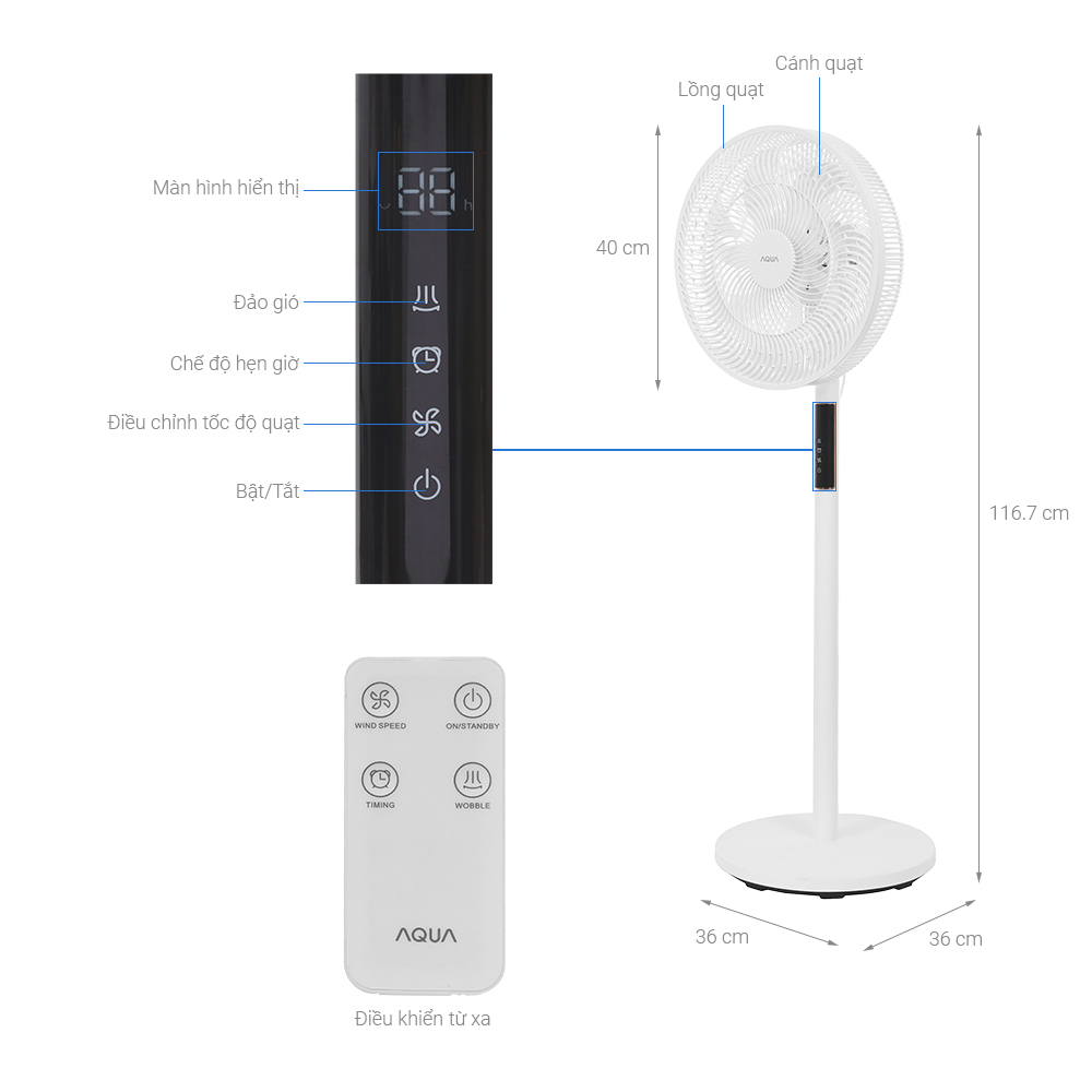 Quạt đứng AQUA 7 cánh AQS-FED3502R(W)-VN 50W
