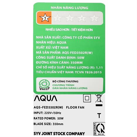 Quạt đứng AQUA 7 cánh AQS-FED3502R(W)-VN 50W Màu Trắng
