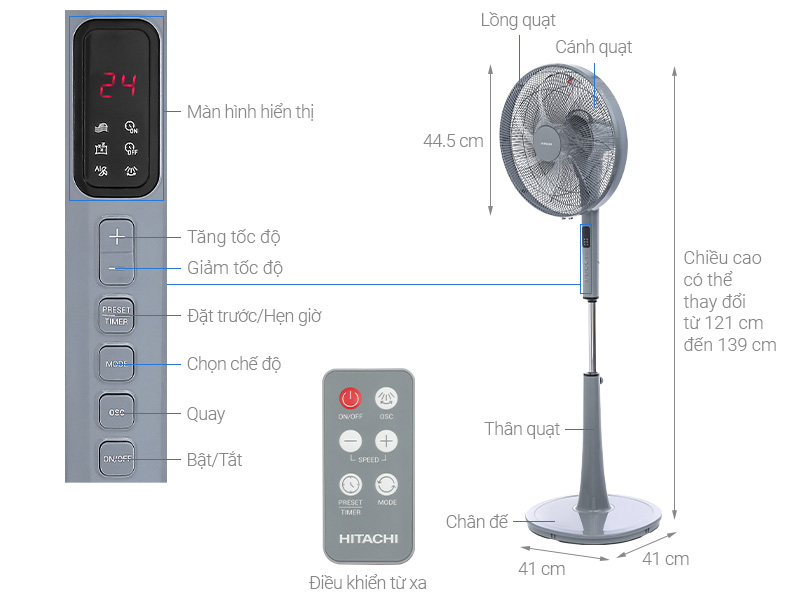 Quạt đứng Hitachi LF-D6RCGM 24W