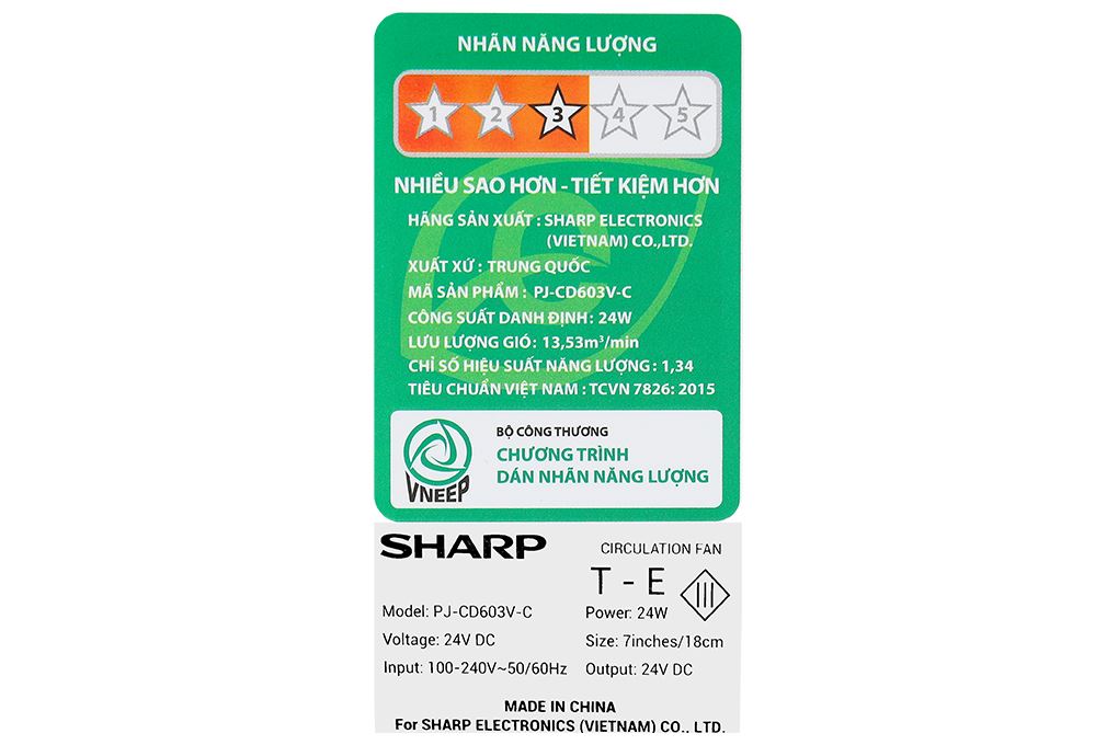 Quạt tuần hoàn Sharp 3 cánh PJ-CD603V-C 24W - 14