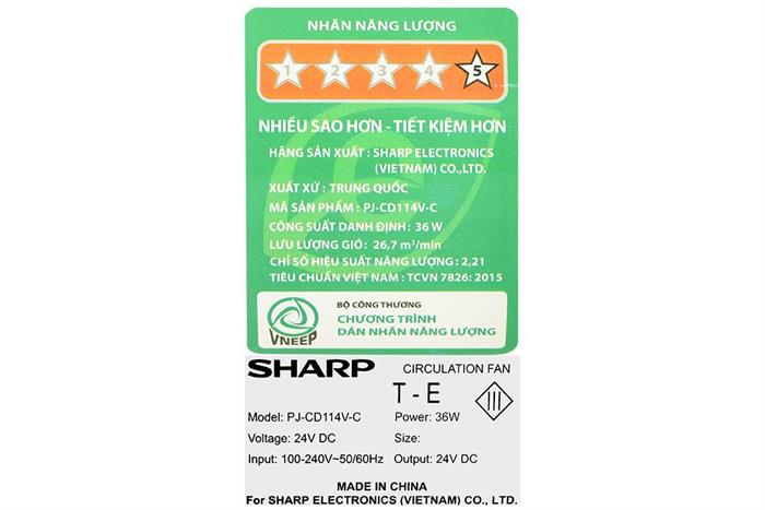 Quạt tuần hoàn Sharp 3 cánh PJ-CD114V-C 36W Màu Màu be