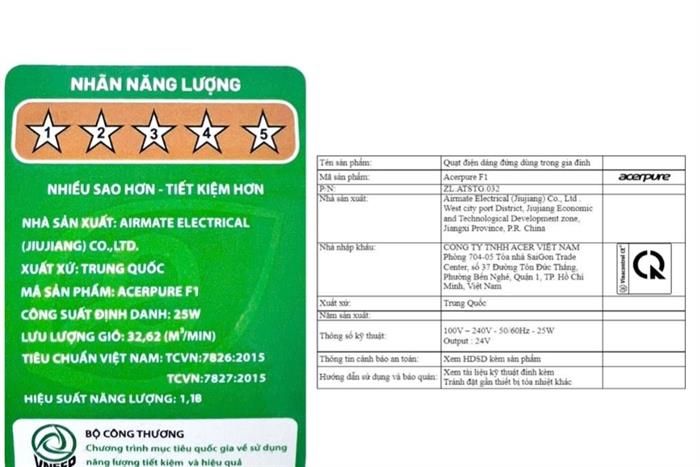 Quạt tuần hoàn Acerpure Cozy F1 3 cánh AF551-20W 25W Màu Trắng