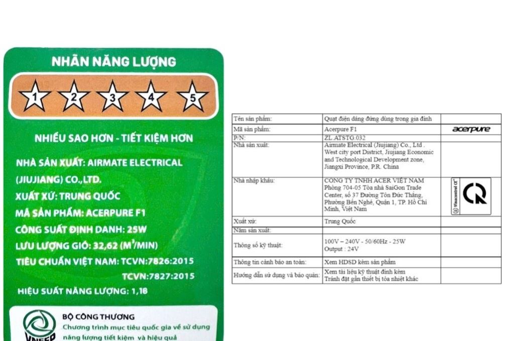 Quạt tuần hoàn Acerpure Cozy F1 3 cánh AF551-20W 25W Màu Trắng