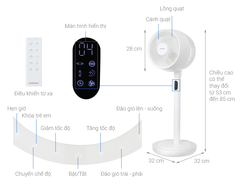 Quạt tuần hoàn Acerpure Cozy F2 3 cánh AF773-20W 33W