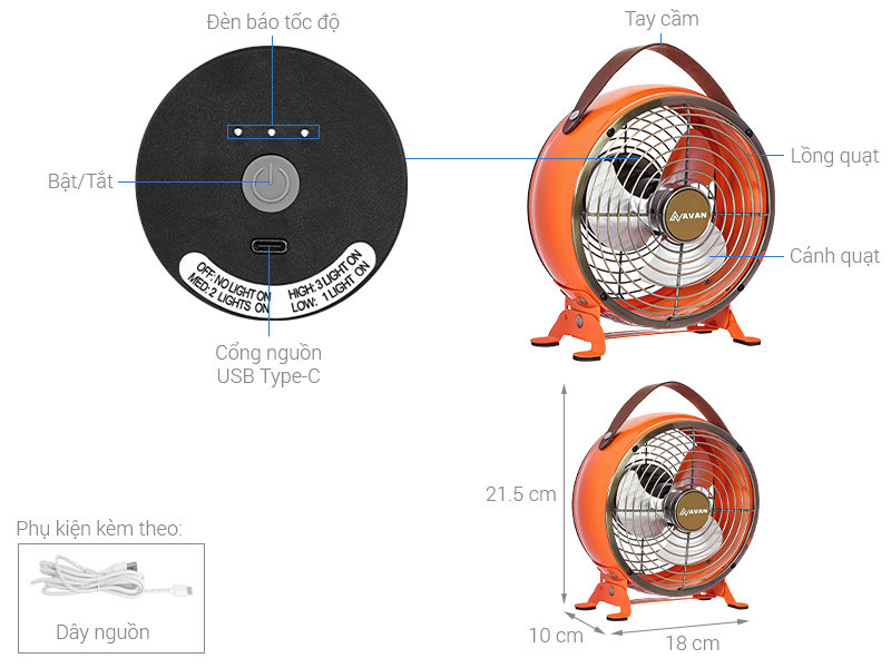 Quạt bàn mini AVAN 3 cánh AVF-T125DC 4W