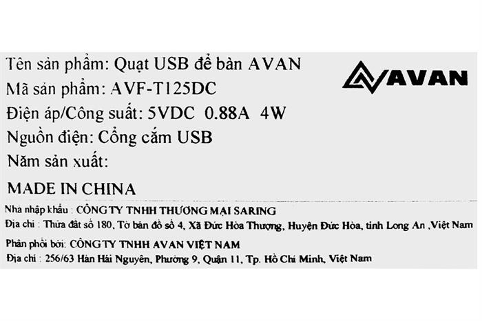 Quạt bàn mini AVAN 3 cánh AVF-T125DC 4W Màu Cam