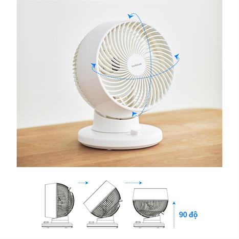 Quạt đứng Lock&Lock 3 cánh ENF156IVY 28W Màu Trắng Ghi