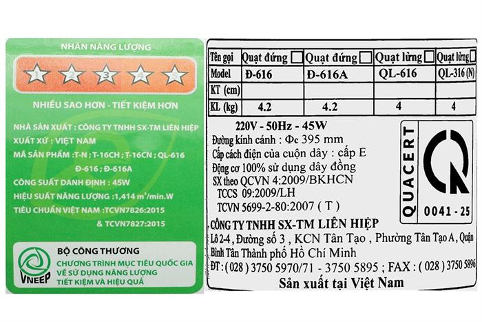 Quạt đứng Lifan 5 cánh Đ-616 45W - Xanh Màu Xanh mực