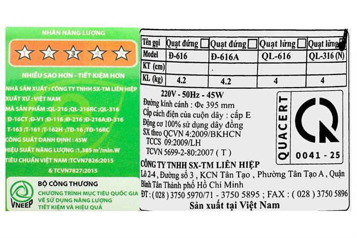 Quạt lửng Lifan 3 cánh QL-316 45W Màu Xanh mực