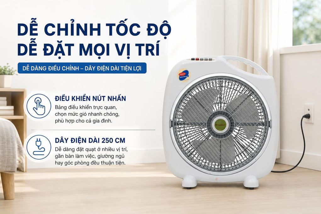 Quạt hộp Vinawind 3 cánh QH350-LP 45W Màu Ghi