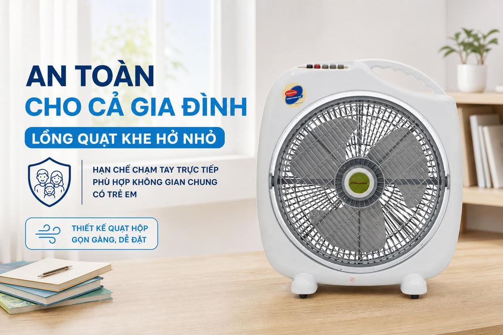 Quạt hộp Vinawind 3 cánh QH350-LP 45W Màu Ghi