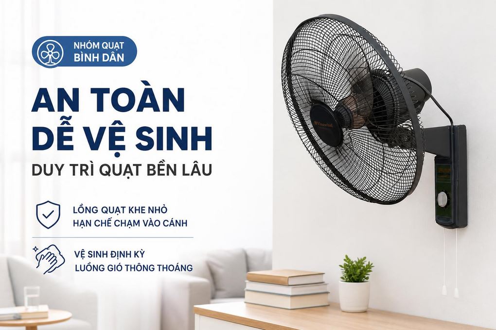 Quạt treo tường Vinawind 3 cánh QTT400-EĐ 50W Màu Ghi