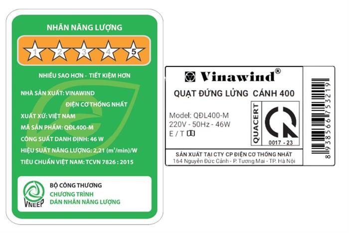 Quạt lửng Vinawind 3 cánh QĐL400-M 46W Màu Đen