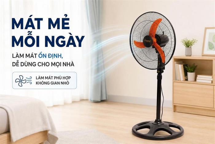 Quạt đứng Vinawind 3 cánh QĐ450-ĐM 50W Màu Đen