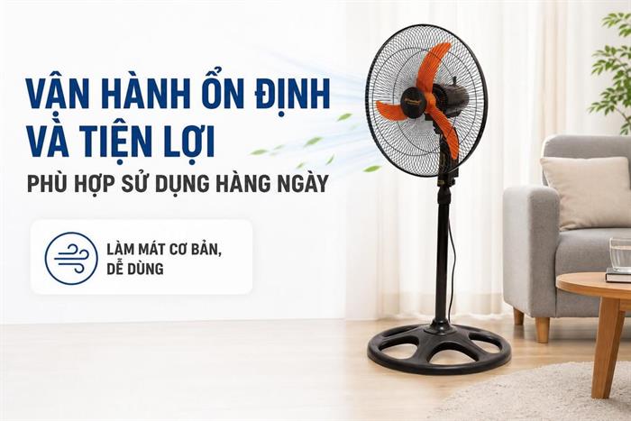 Quạt đứng Vinawind 3 cánh QĐ450-ĐM 50W Màu Đen