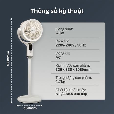 Quạt tuần hoàn FUJIHOME 3 cánh CFR04-VOICE 40W - Trắng Màu Trắng