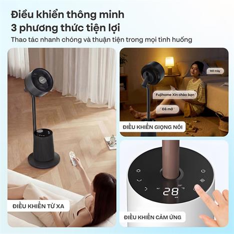 Quạt tuần hoàn FUJIHOME 3 cánh CFR04-VOICE 40W - Xám Màu Đen - Xám
