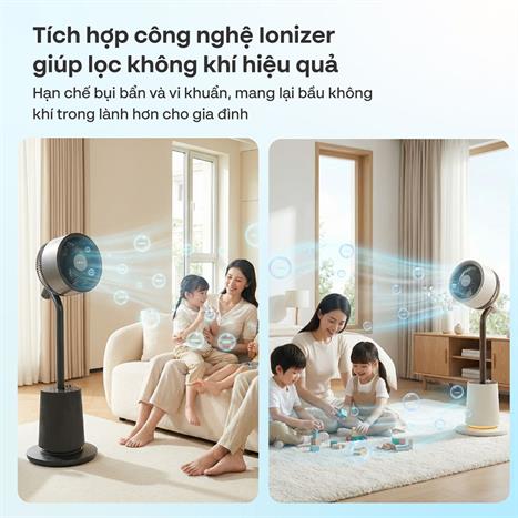 Quạt tuần hoàn FUJIHOME 3 cánh CFR04-VOICE 40W - Xám Màu Đen - Xám