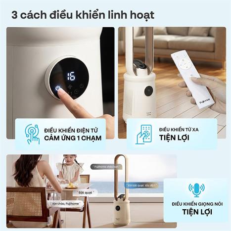 Quạt không cánh FUJIHOME BF15-HEPA-VOICE 50W Màu Trắng