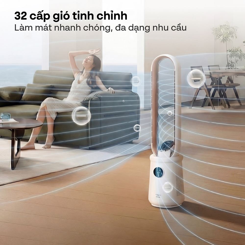 Quạt không cánh FUJIHOME BF15-HEPA-VOICE 50W Màu Trắng
