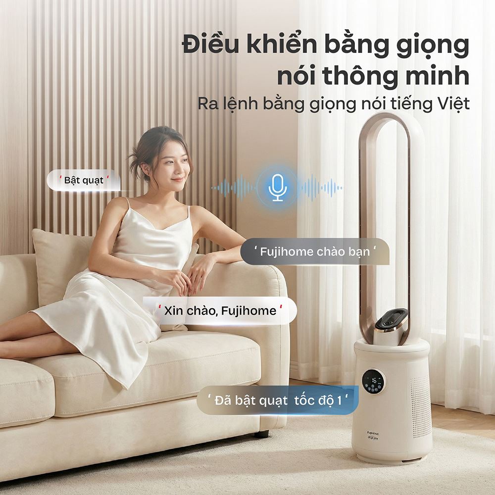 Quạt không cánh FUJIHOME BF15-HEPA-VOICE 50W Màu Trắng