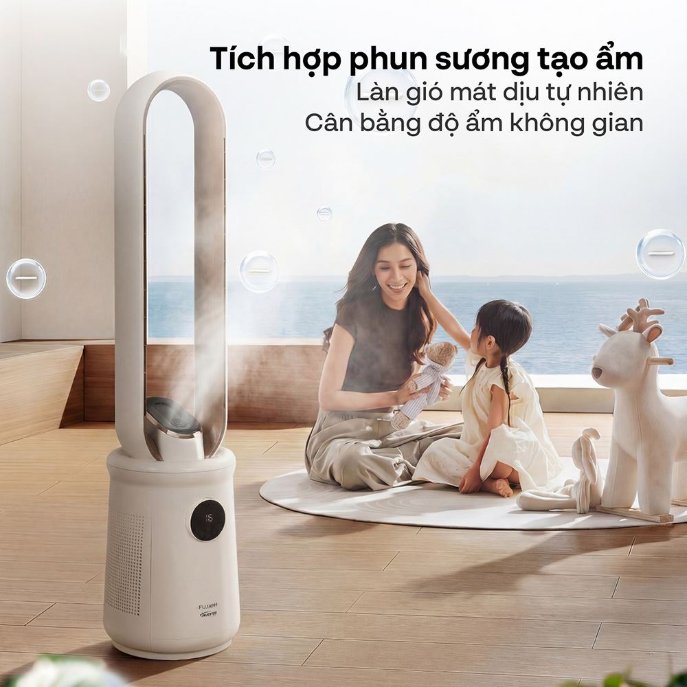 Quạt không cánh FUJIHOME BF15-HEPA-VOICE 50W Màu Trắng