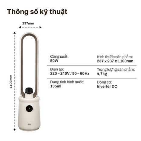 Quạt không cánh FUJIHOME BF15-HEPA-VOICE 50W Màu Trắng