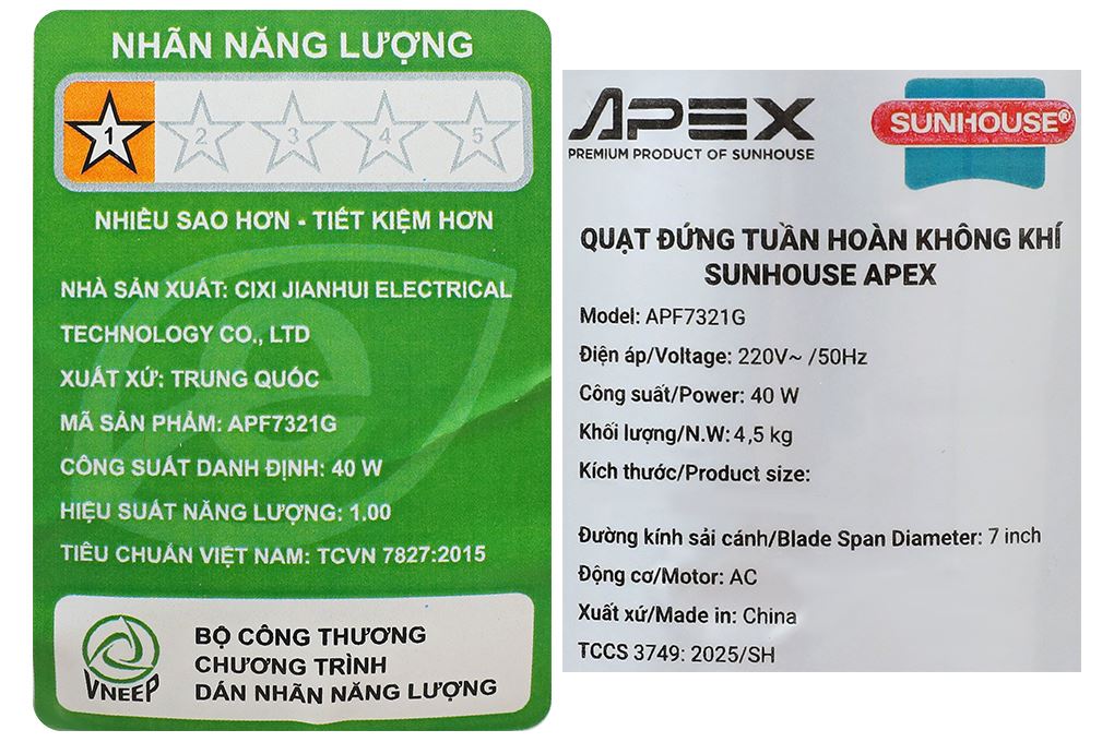 Quạt tuần hoàn Sunhouse Apex 3 cánh APF7321G 40W - 14