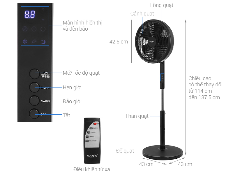 Quạt đứng Magic 5 cánh A-251 55W