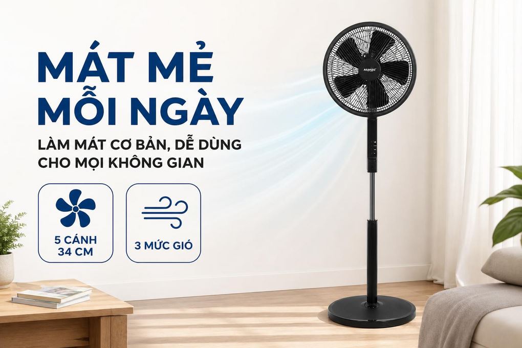 Quạt đứng Magic 5 cánh A-251 55W Màu Đen