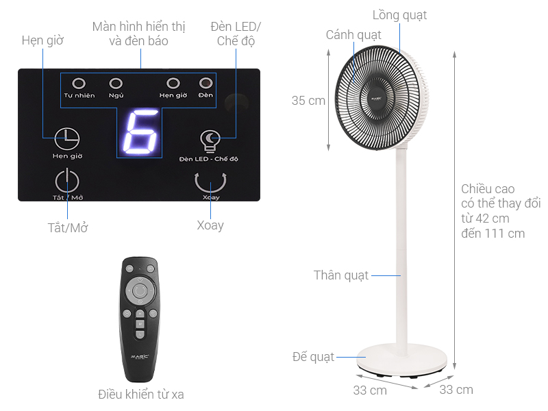 Quạt đứng Magic 7 cánh A-252 20W