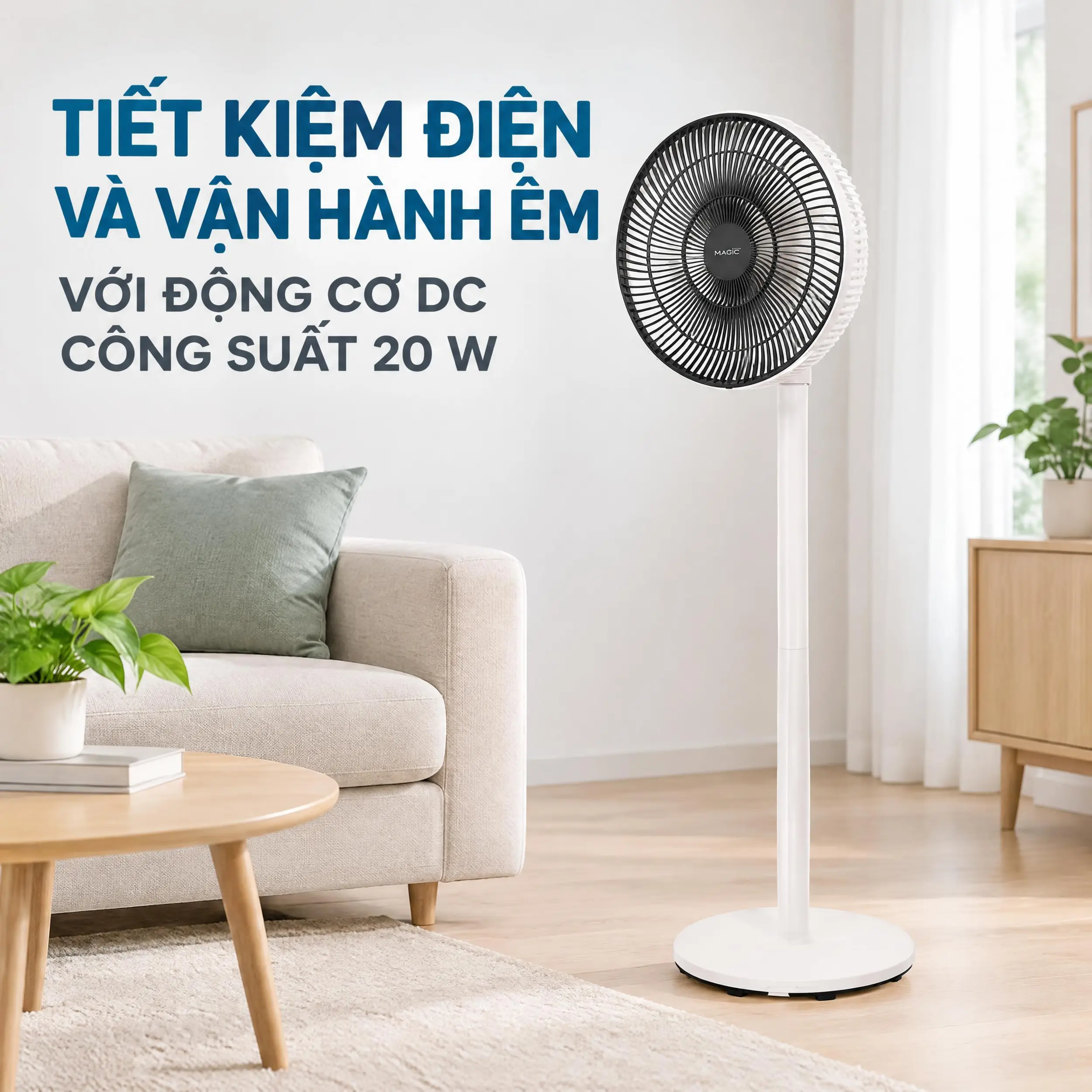 Quạt đứng Magic 7 cánh A-252 20W - Tiết kiệm điện và vận hành êm với động cơ DC công suất 20W Quạt đứng Magic 7 cánh A-252 20W - Tiết kiệm điện và vận hành êm với động cơ DC công suất 20W
