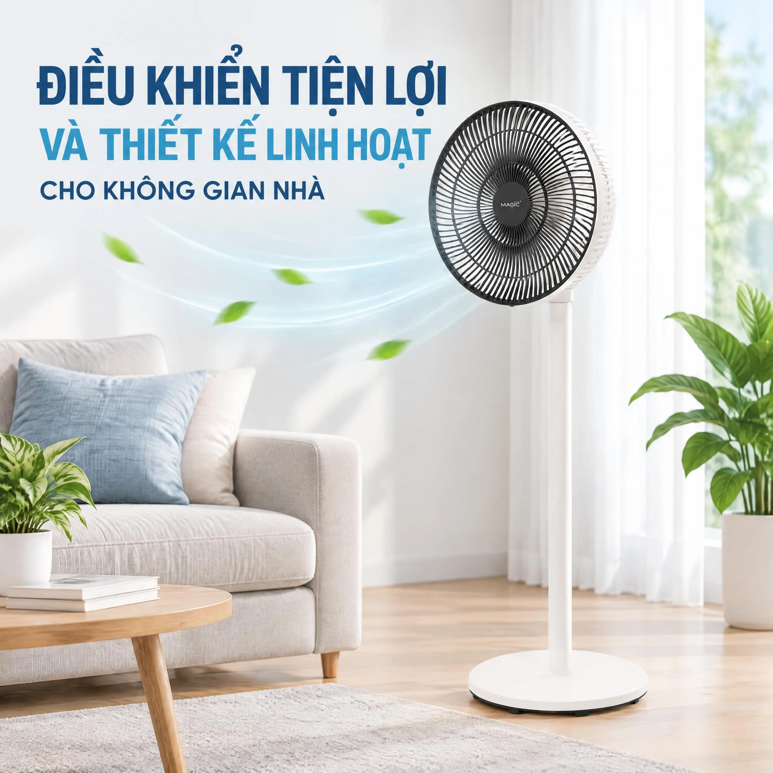 Quạt đứng Magic 7 cánh A-252 20W Màu Trắng