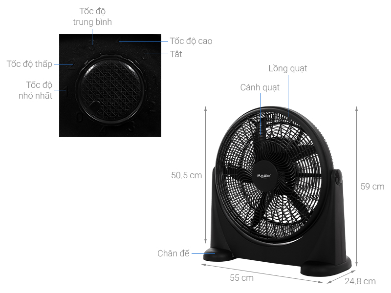 Quạt sàn Magic 5 cánh A-253 80W