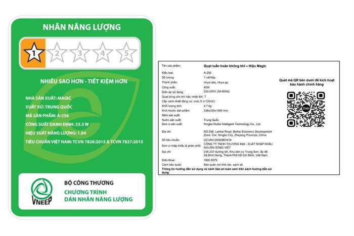 Quạt tuần hoàn Magic 3 cánh A-256 40W Màu Trắng - Đen