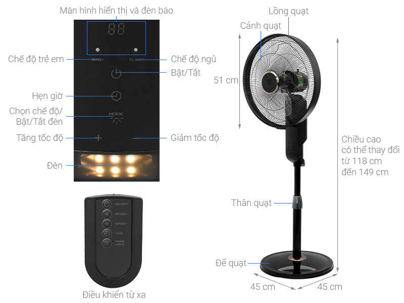 Quạt đứng Boss 5 cánh BOSS-88-BLDC 50W