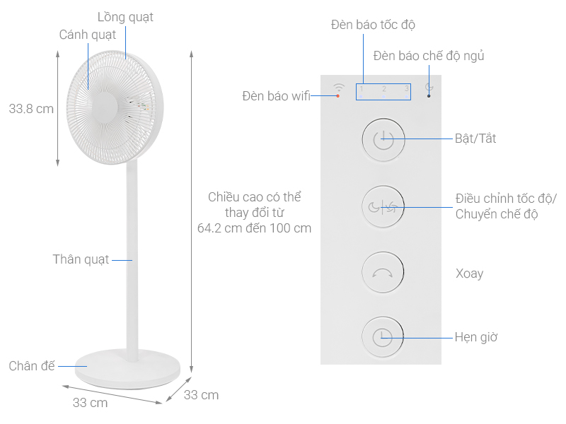 Quạt đứng Xiaomi Smart Standing Fan 2 Lite 7 cánh PYV4007GL 38W