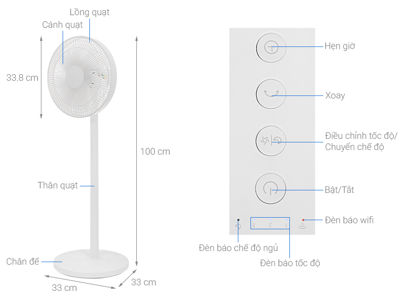 Quạt đứng Xiaomi Smart Standing Fan 2 Lite 7 cánh PYV4007GL 38W