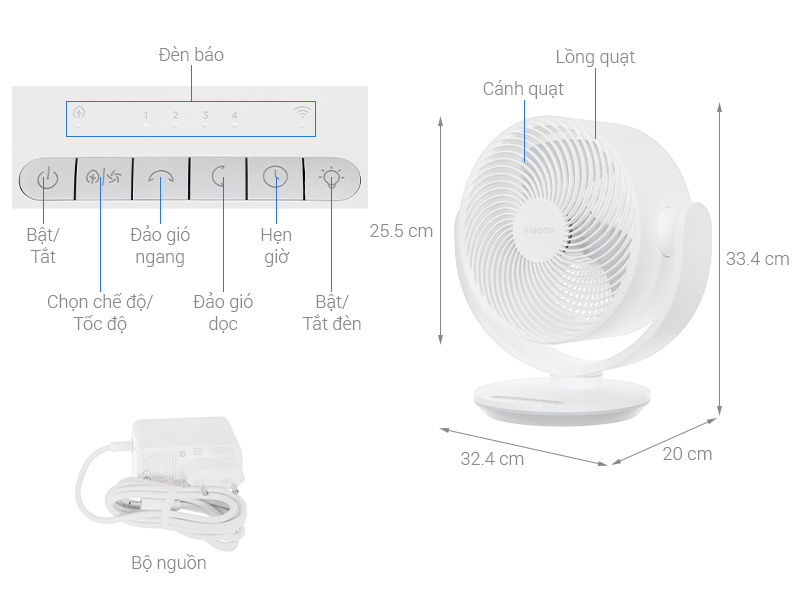 Quạt tuần hoàn Xiaomi Smart Desktop Air Circulation Fan EU 3 cánh BHR9872EU 18W