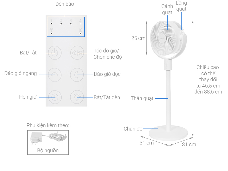 Quạt tuần hoàn Xiaomi Smart Standing Air Circulation Fan EU 3 cánh BPLDS11DM 18W