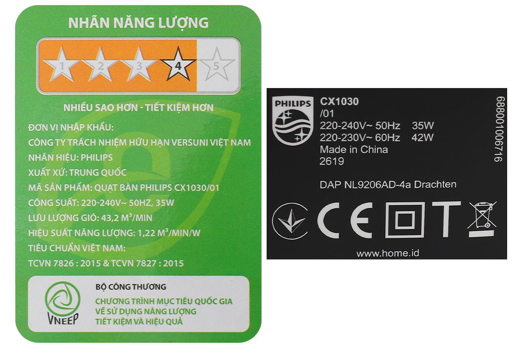 Quạt bàn Philips 5 cánh CX1030​/01 35W Màu Đen