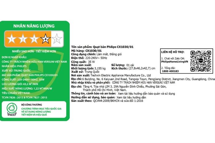 Quạt bàn Philips 5 cánh CX1030​/01 35W Màu Đen