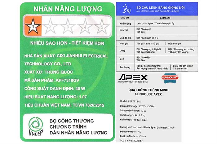 Quạt tuần hoàn Sunhouse Apex 3 cánh APF7318GV 40W Màu Xám