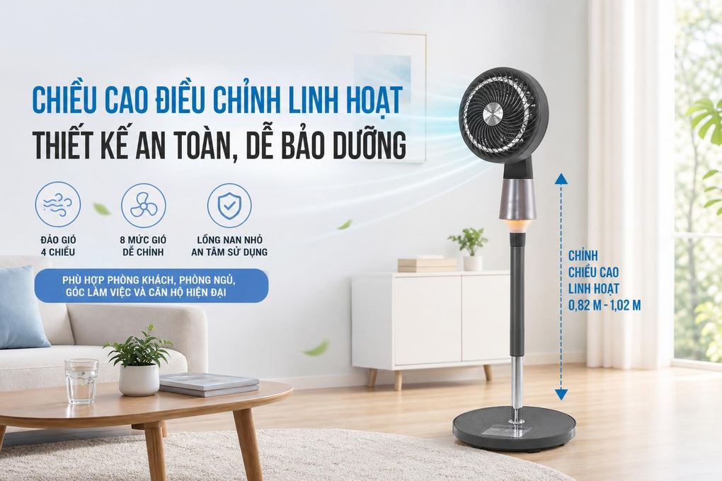 Quạt tuần hoàn Sunhouse Apex 3 cánh APF7318GV 40W Màu Xám