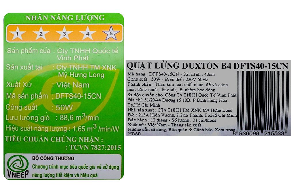 Quạt lửng Duxton B4 DFTS40-15CN 50W Màu Đen - xanh dương