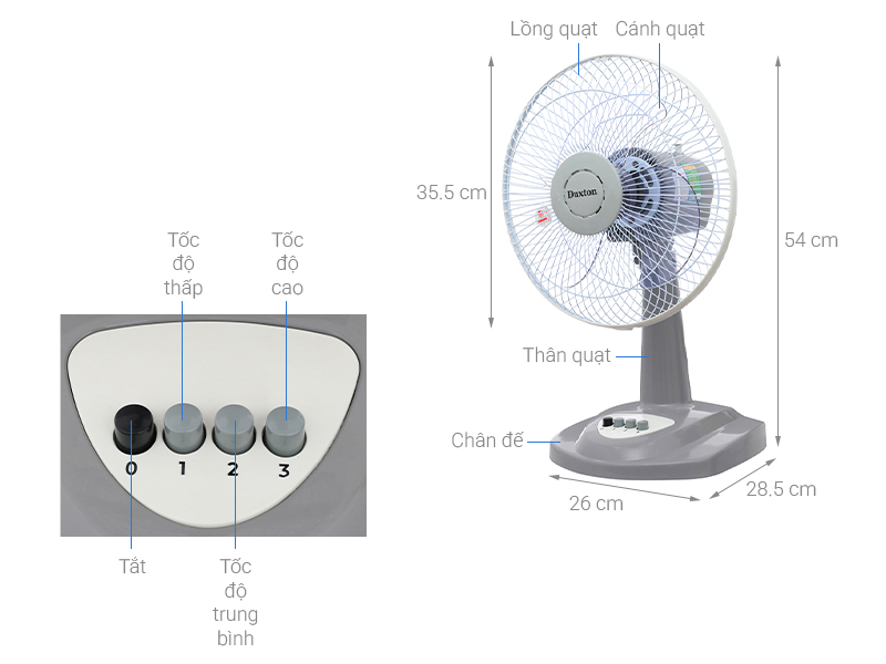 Quạt bàn Duxton 3 cánh B3 DGF-30B 37W